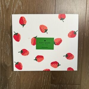 kate spade white nesting box with red strawberry print 8x7x3